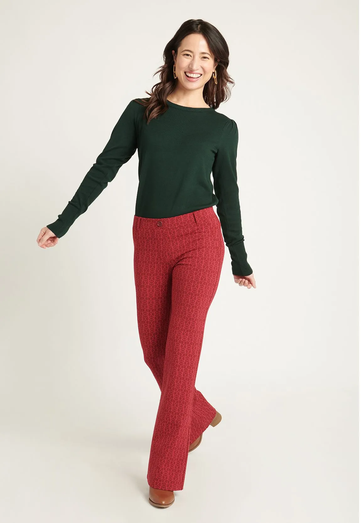 Boot Cut |Two-Pocket Dress Pant Yoga Pants (Rhubarb)