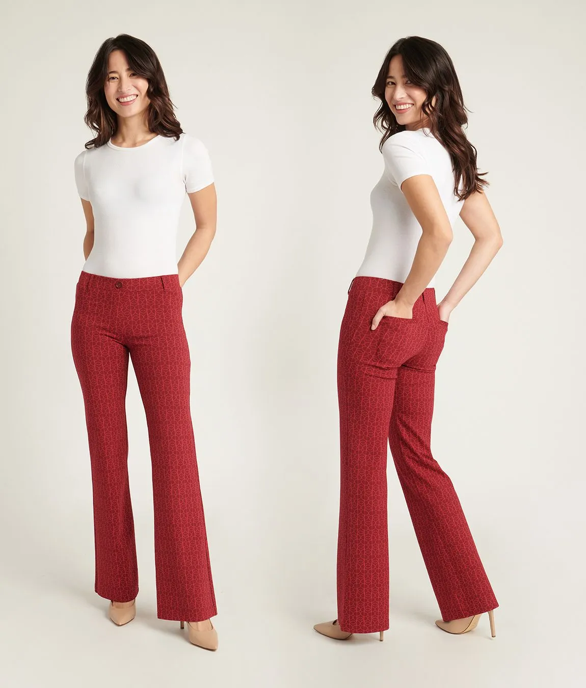 Boot Cut |Two-Pocket Dress Pant Yoga Pants (Rhubarb)