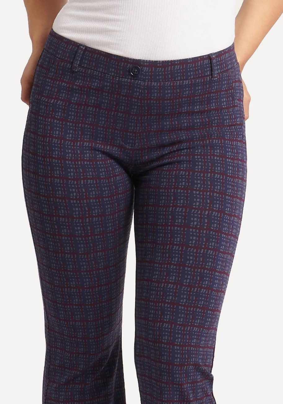 Boot Cut | Two-Pocket Dress Pant Yoga Pants (Violet Plaid)