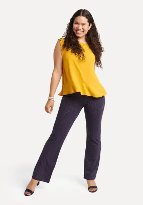 Boot Cut | Two-Pocket Dress Pant Yoga Pants (Violet Plaid)