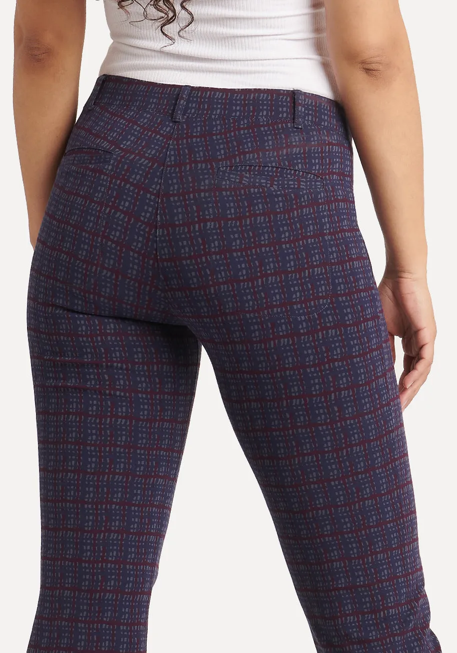 Boot Cut | Two-Pocket Dress Pant Yoga Pants (Violet Plaid)