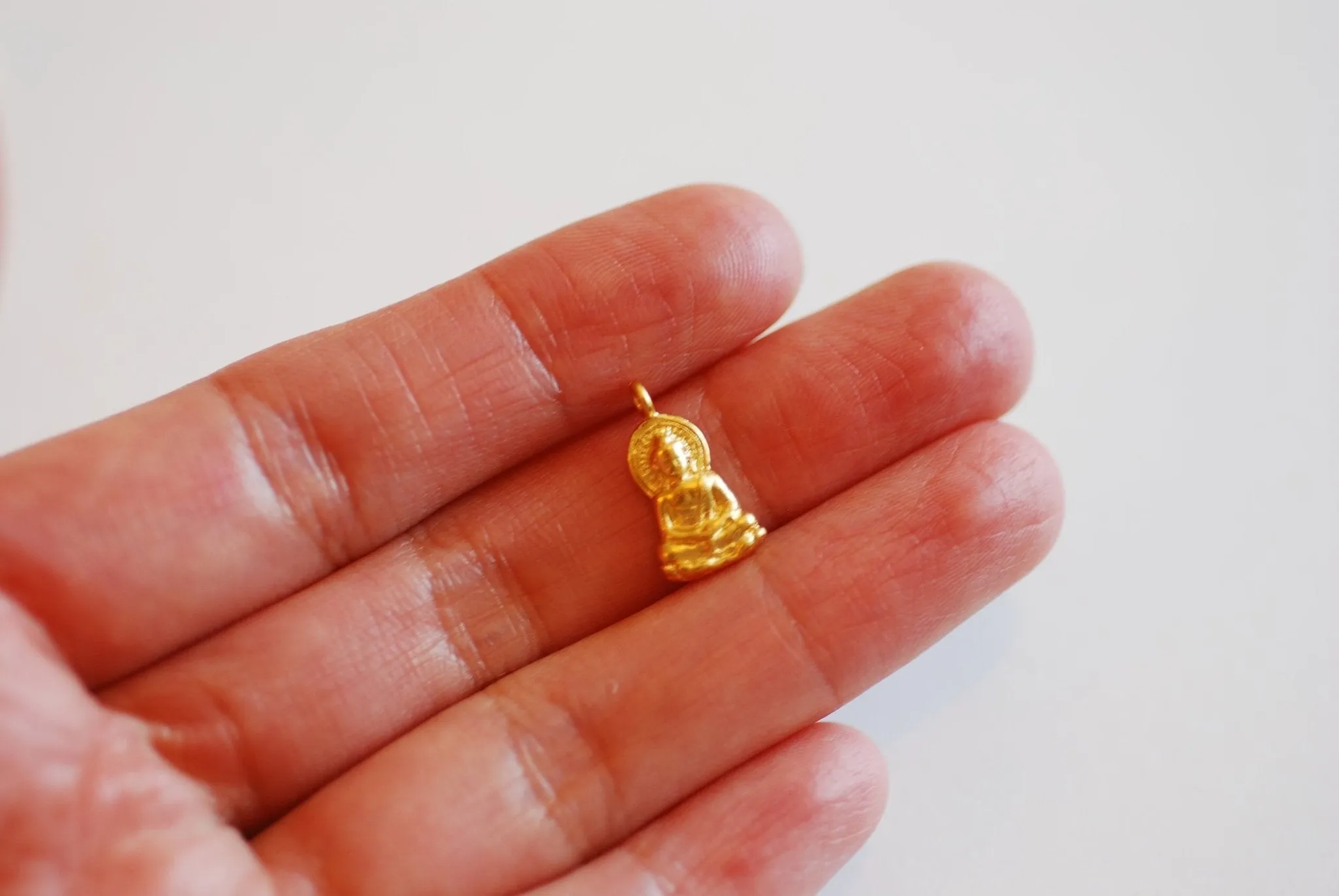 Buddha Vermeil Wholesale Gold or Sterling Silver Charm - vermeil gold, 22k gold plated 925 silver, sitting buddha, yoga, ohm, meditation, yogi, J173