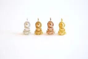 Buddha Vermeil Wholesale Gold or Sterling Silver Charm - vermeil gold, 22k gold plated 925 silver, sitting buddha, yoga, ohm, meditation, yogi, J173
