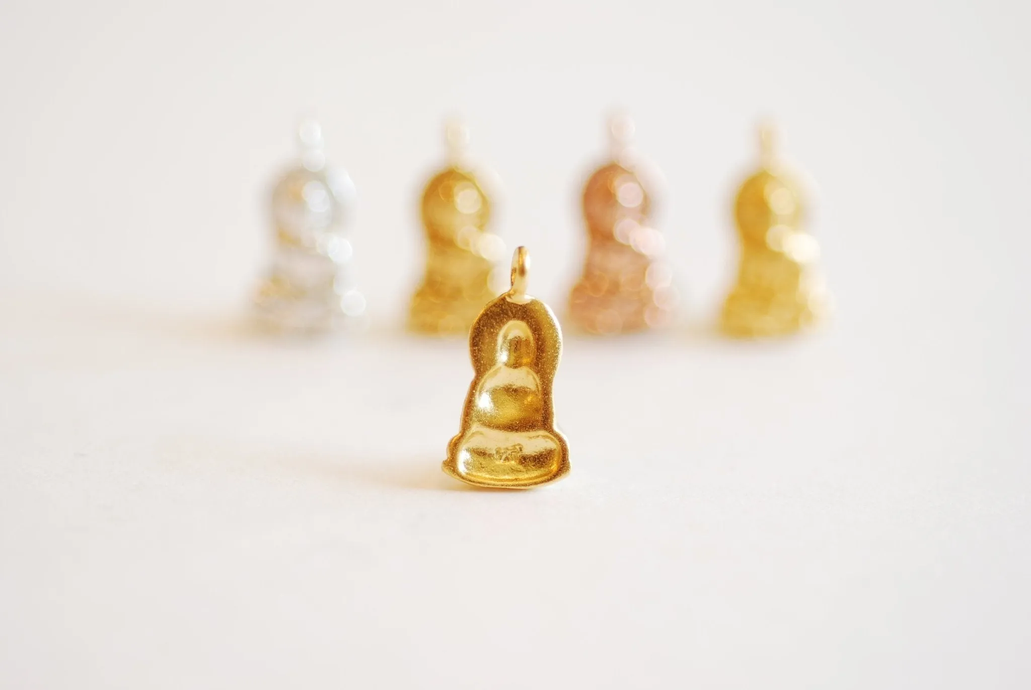 Buddha Vermeil Wholesale Gold or Sterling Silver Charm - vermeil gold, 22k gold plated 925 silver, sitting buddha, yoga, ohm, meditation, yogi, J173