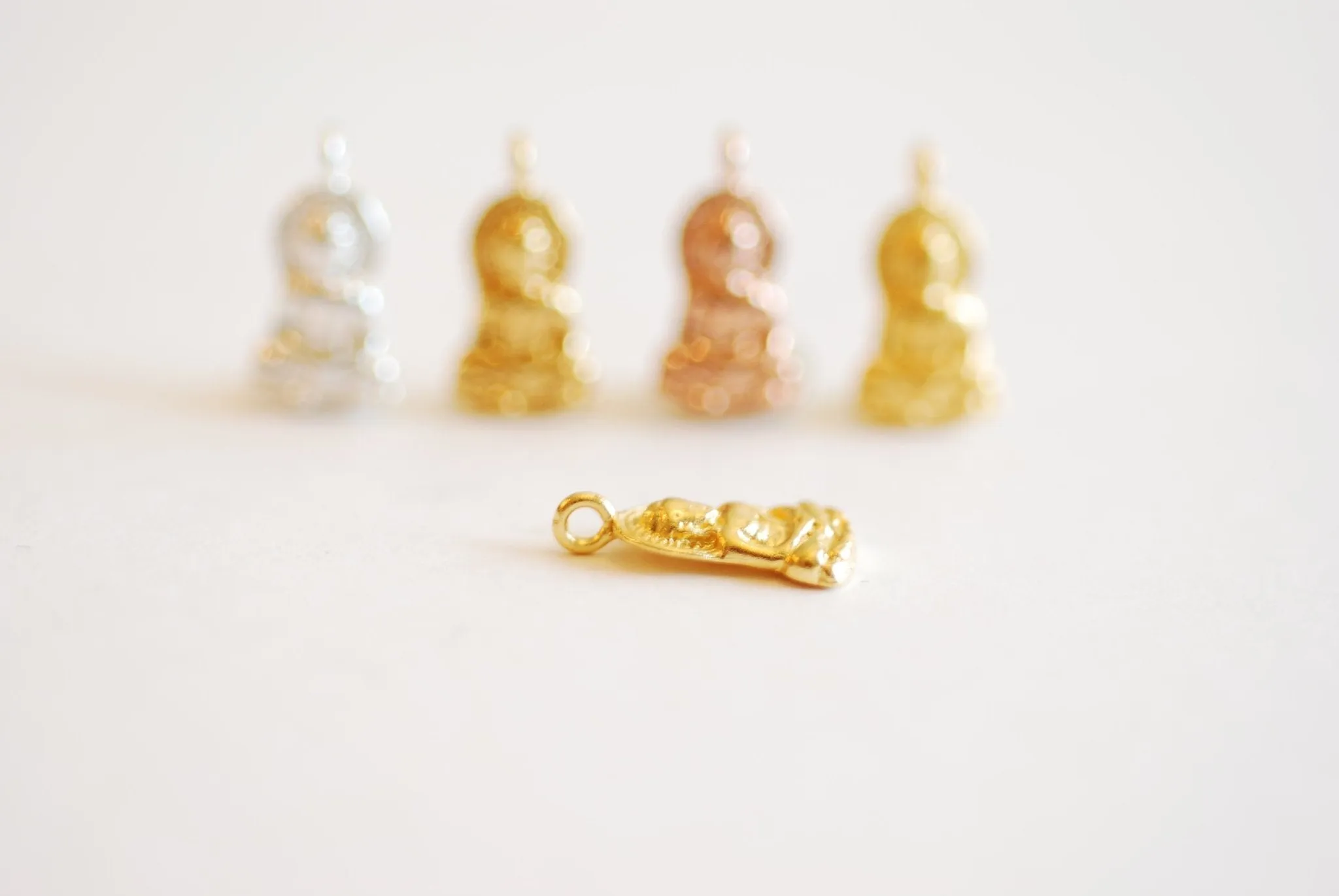 Buddha Vermeil Wholesale Gold or Sterling Silver Charm - vermeil gold, 22k gold plated 925 silver, sitting buddha, yoga, ohm, meditation, yogi, J173
