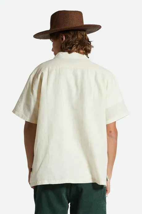 Bunker Linen Blend S/S Color Shirt- White- Brixton