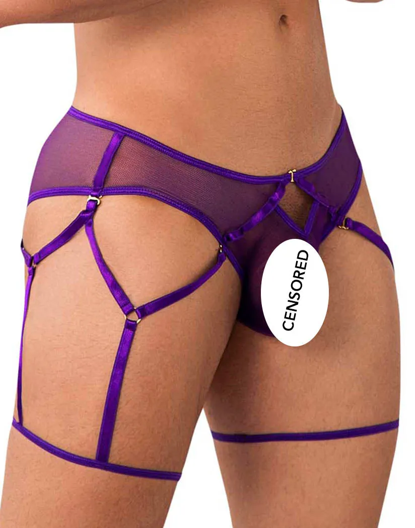 Candyman Mesh Garter Brief Purple 99625