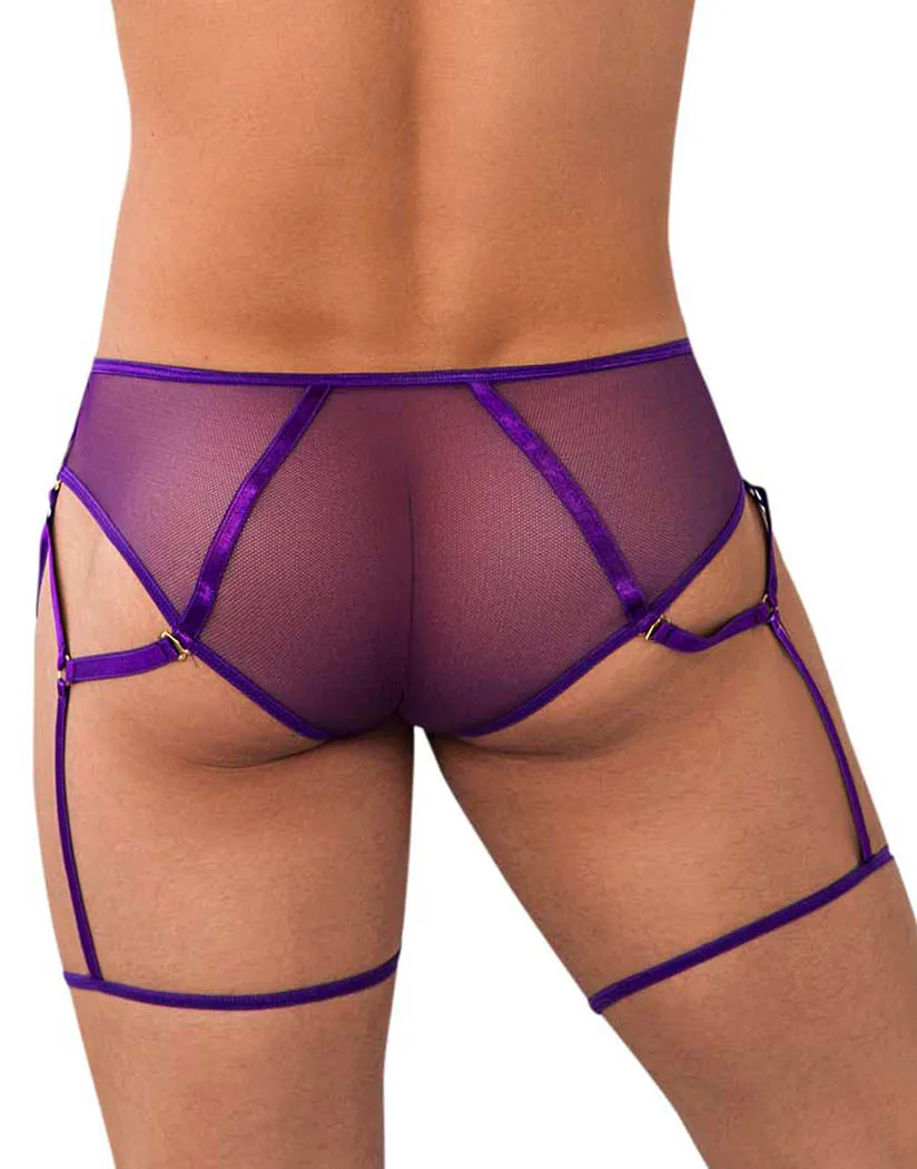 Candyman Mesh Garter Brief Purple 99625