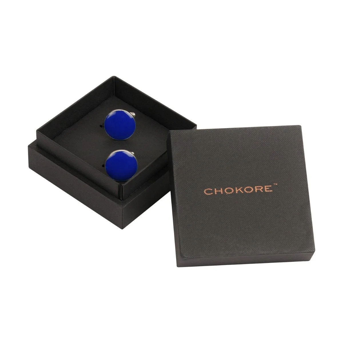 Chokore Cobalt Blue color Round shape Cufflinks