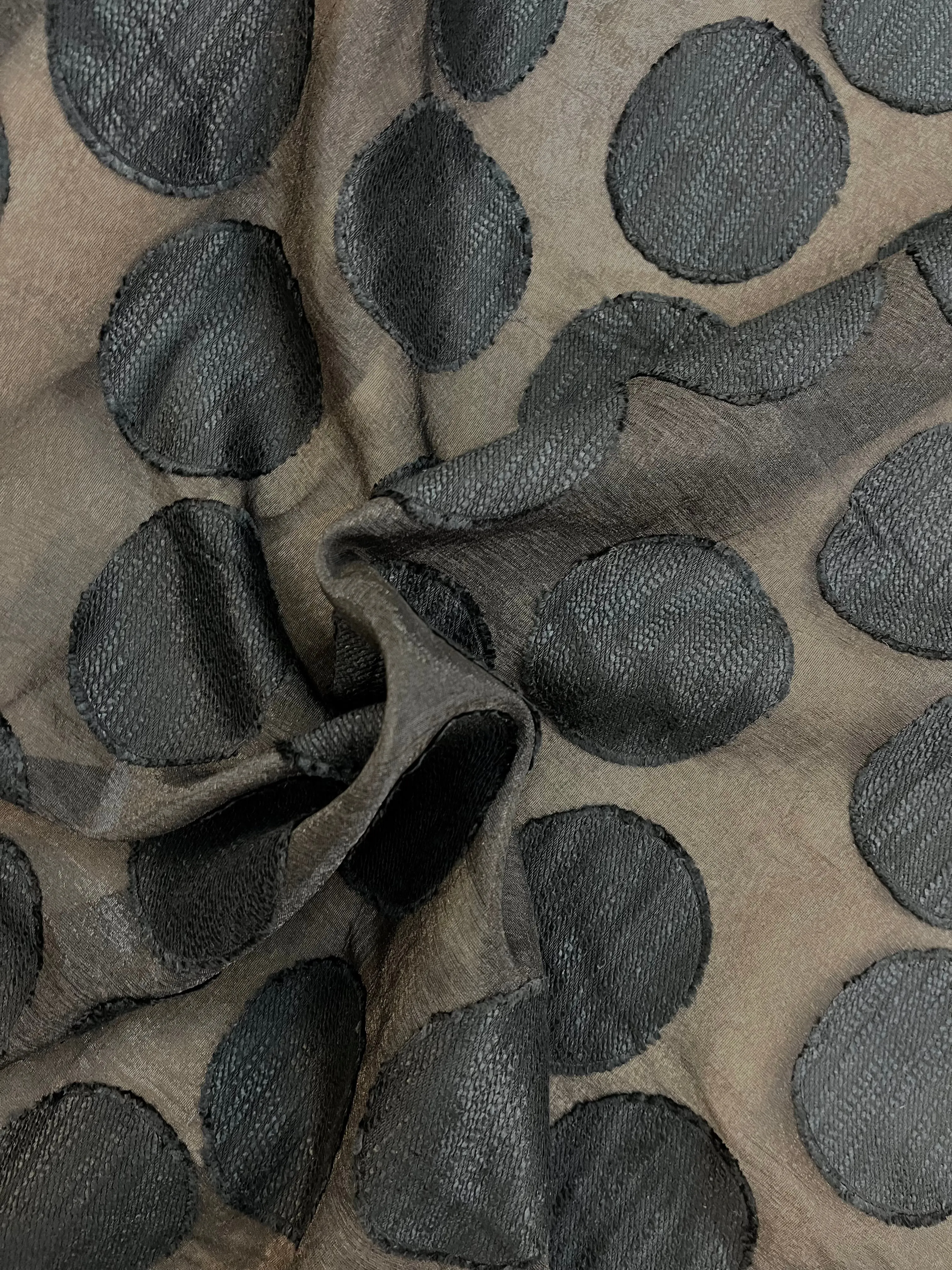 Circle Embroidered Poly Organza - Black