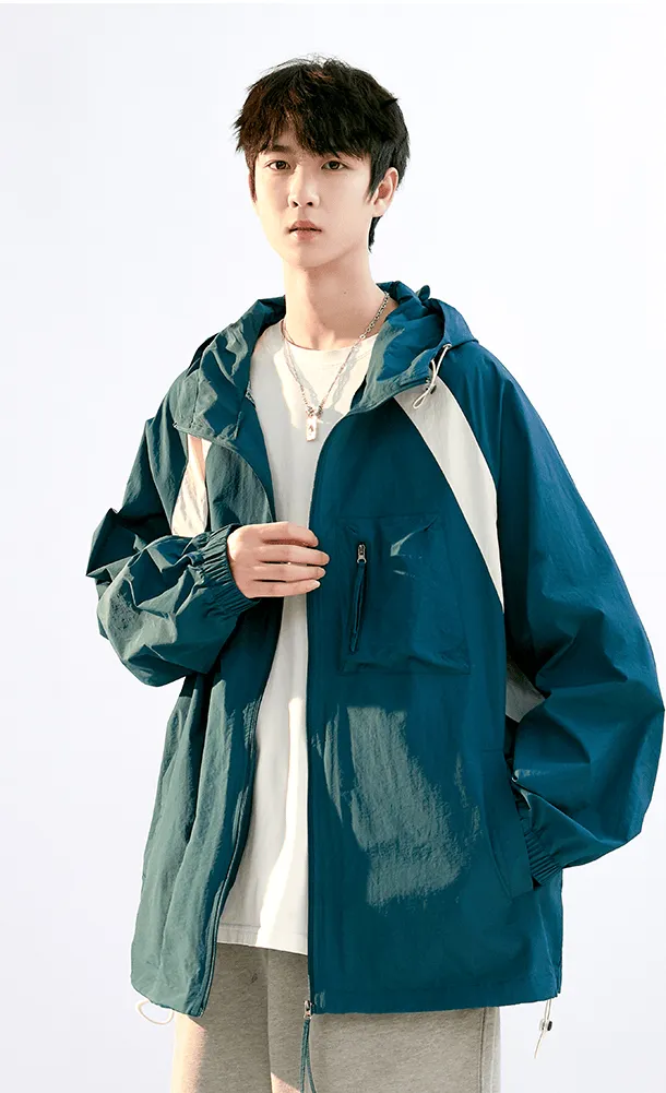 Color Block Hooded Windbreaker