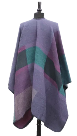 Color Blocked Ruana - Blue