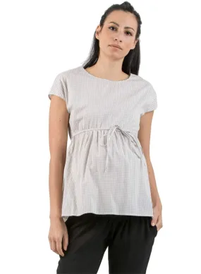 Cotton Maternity Top with Side String - Beige
