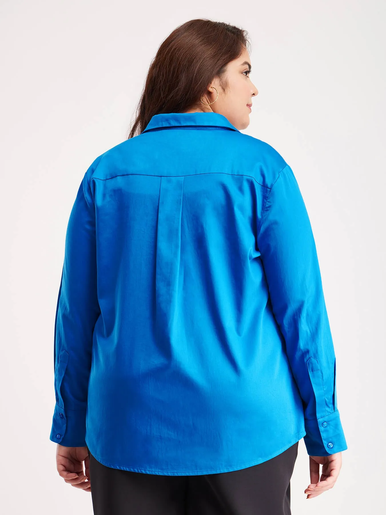 Cotton Placket Detail Shirt - Royal Blue