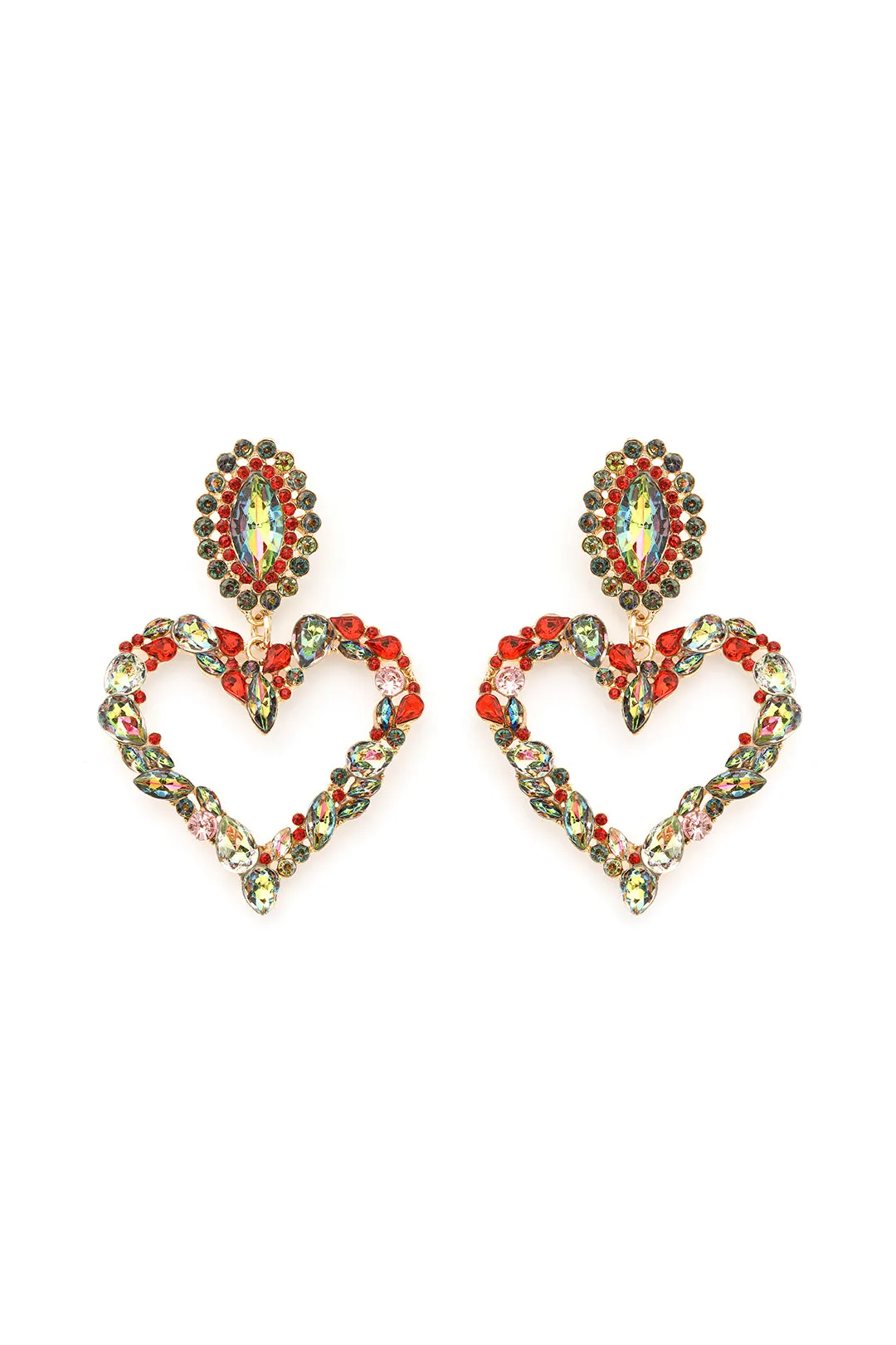 Crystal Heart Drop Earrings