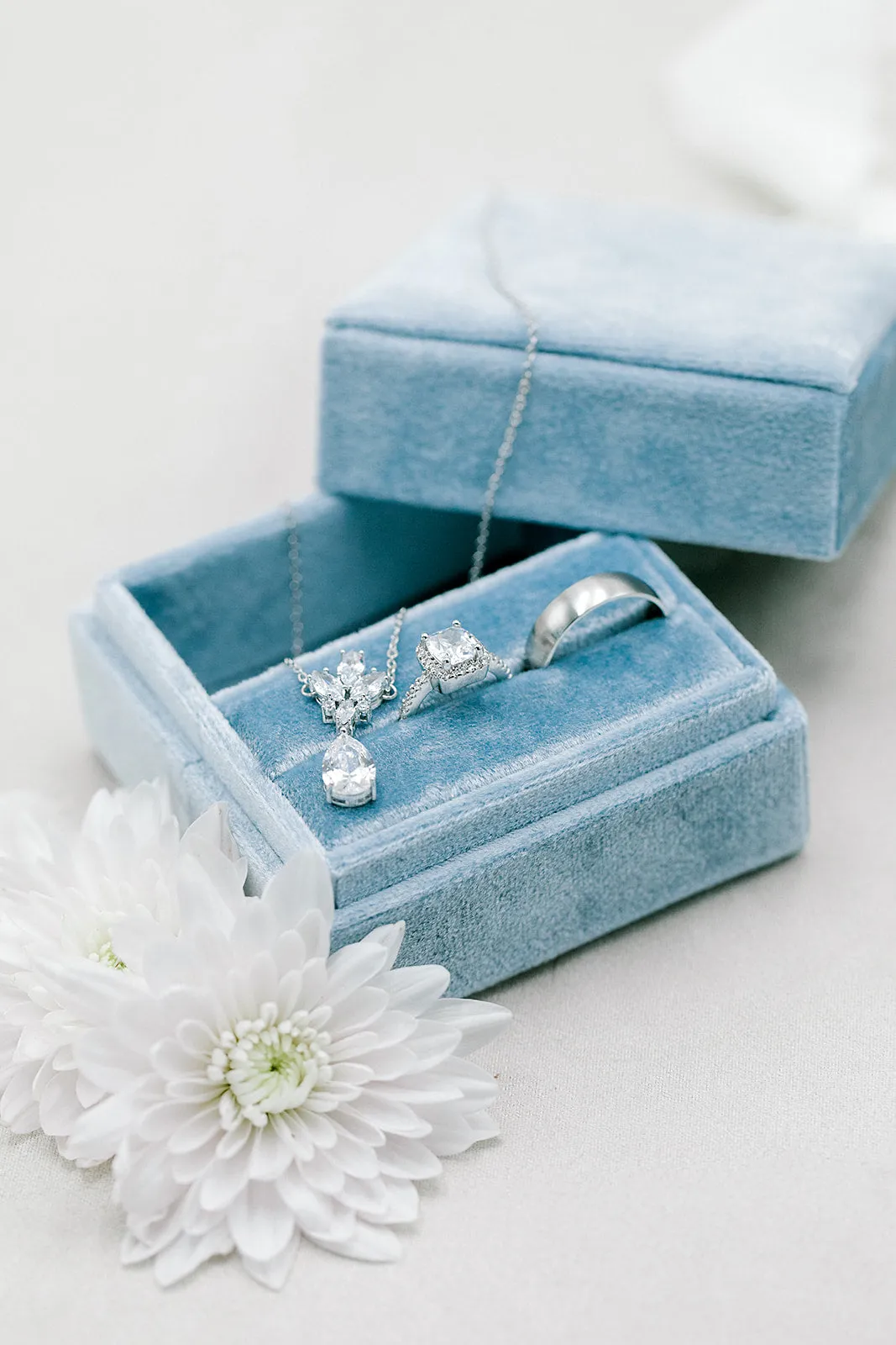 Dusty Blue Velvet Jewelry Case