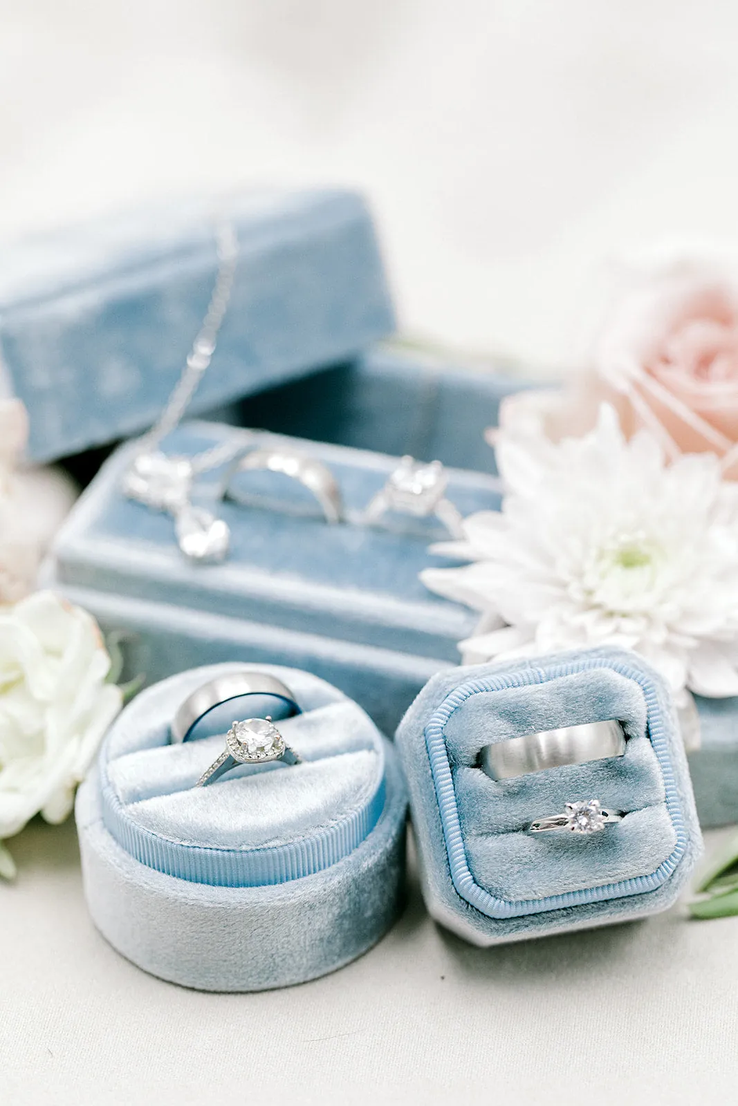 Dusty Blue Velvet Jewelry Case