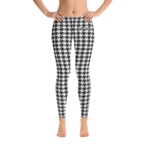 ELEVATED ESSENTIALS, SLIM AND SCULPT LEGGING BLACK WHITE HOUNDSTOOTH