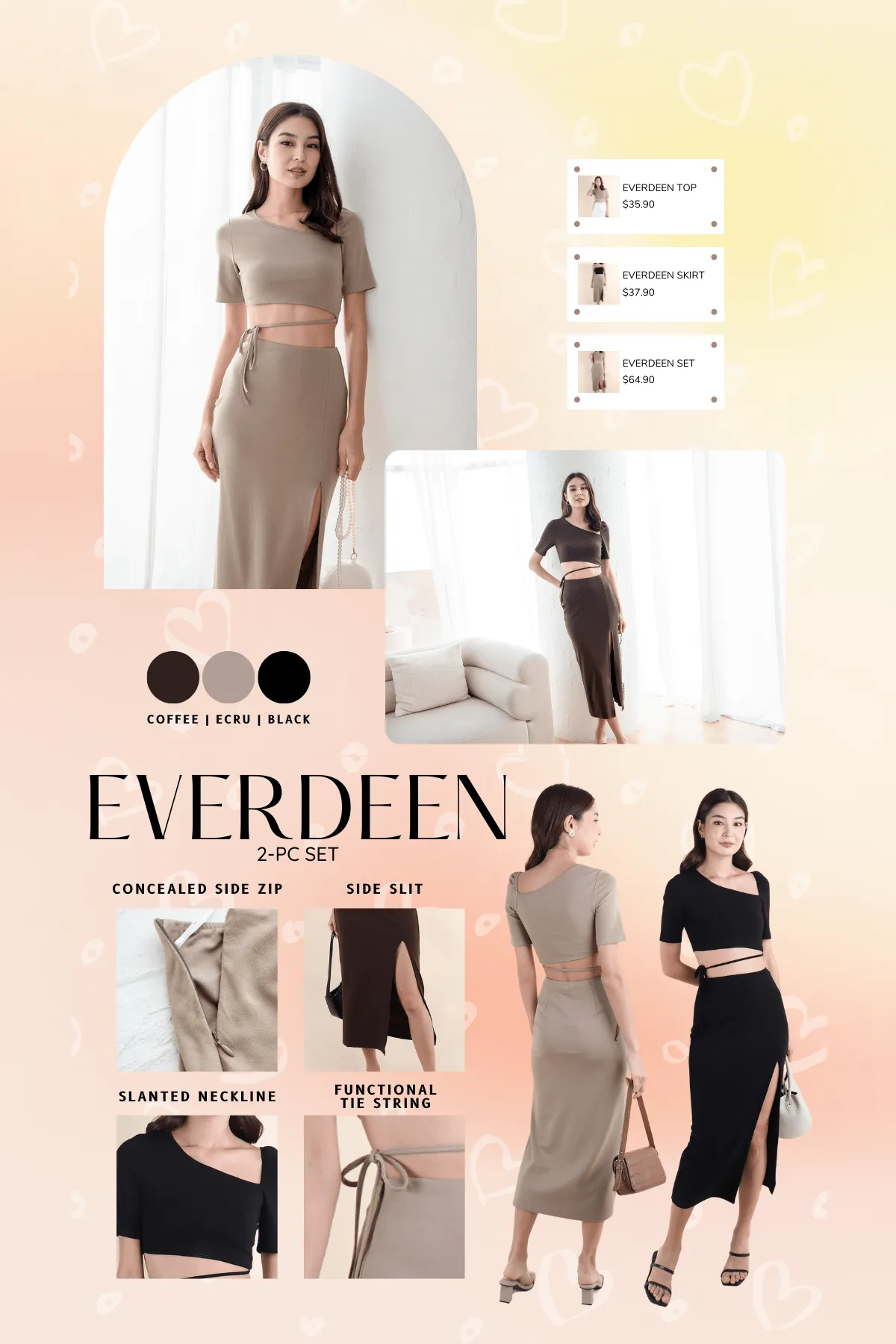 EVERDEEN 2-PC SET IN COFFEE