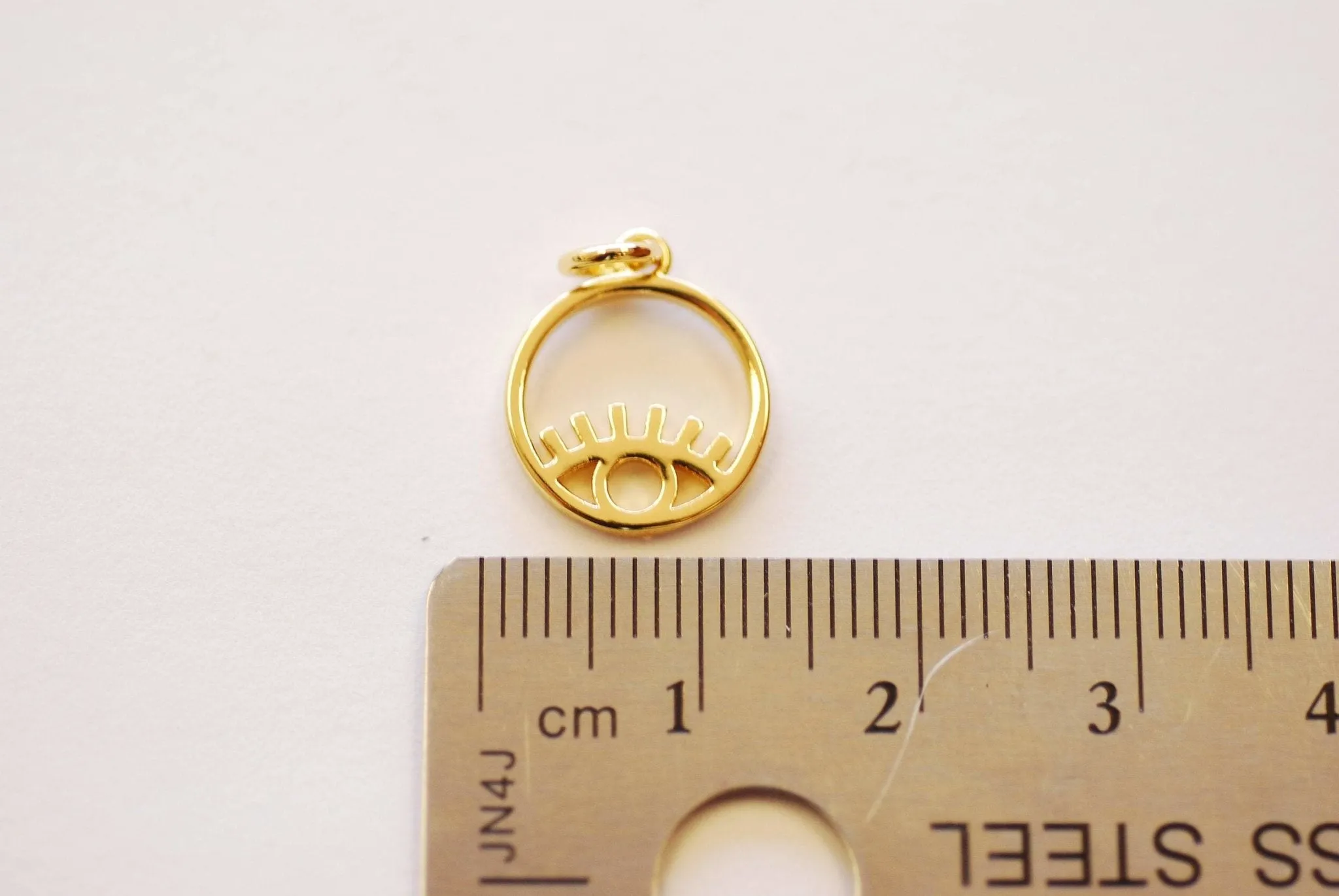 Evil Eye Wholesale Flat Circle Disc Charm - Eye of Ra Hamsa Yoga Ohm Eye of Truth 16K Plated over Brass HarperCrown Charms B271