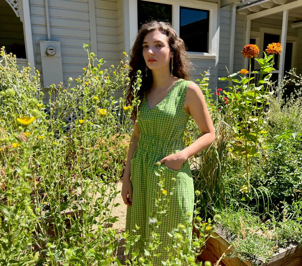 Fiji Dress - Grass Green Check
