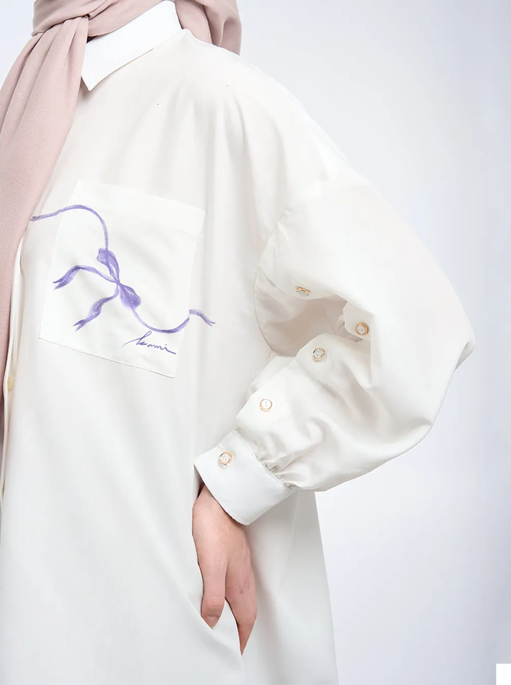 FLOREN PRINTING POCKET TOP WHITE
