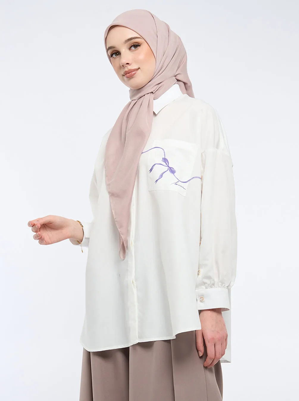 FLOREN PRINTING POCKET TOP WHITE