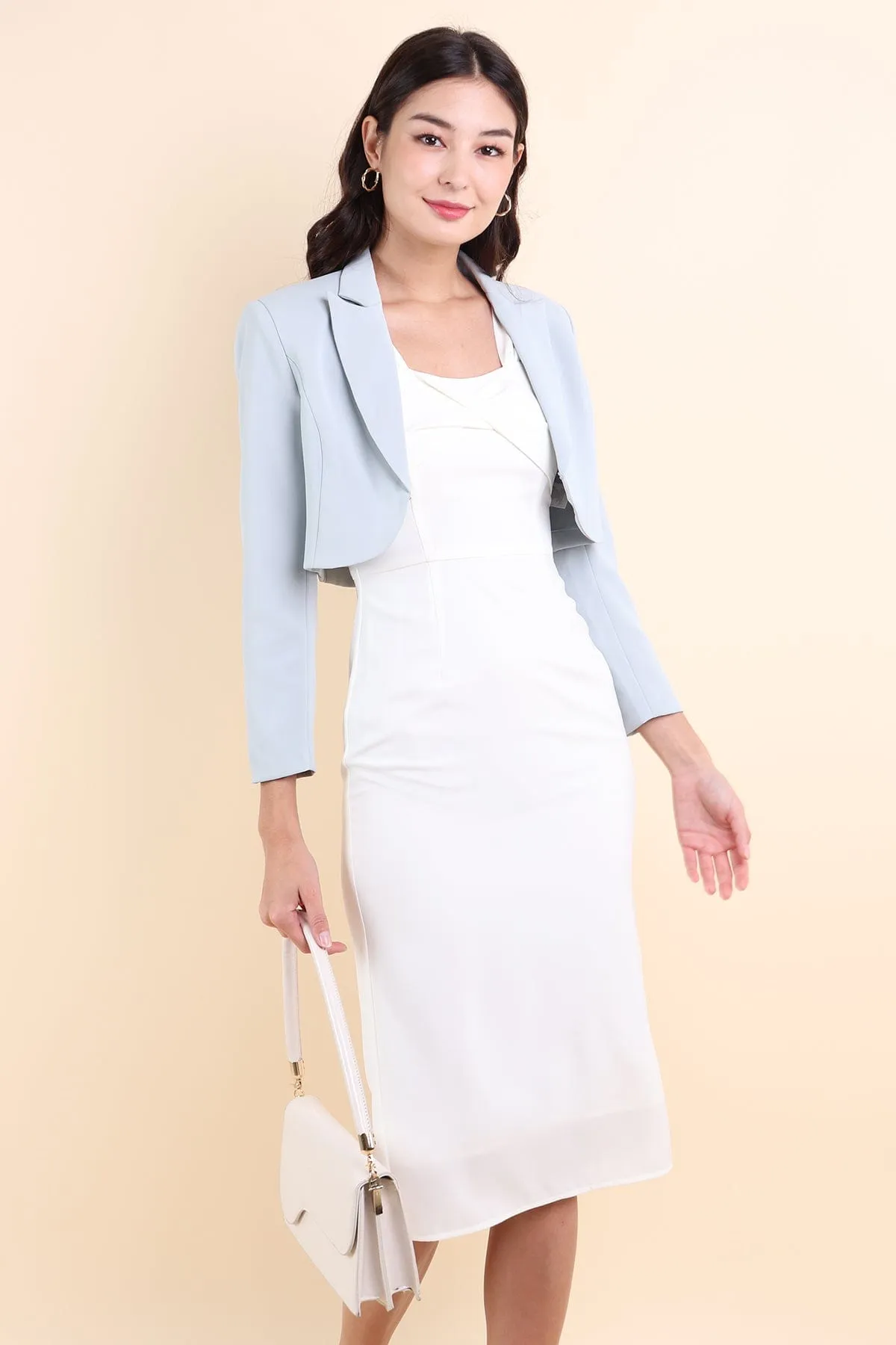 GWEN CROP BLAZER IN ICY BLUE