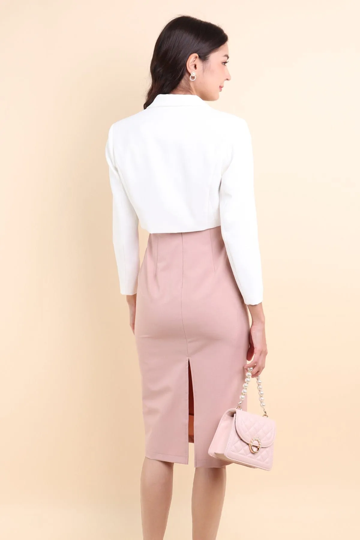 GWEN CROP BLAZER IN WHITE
