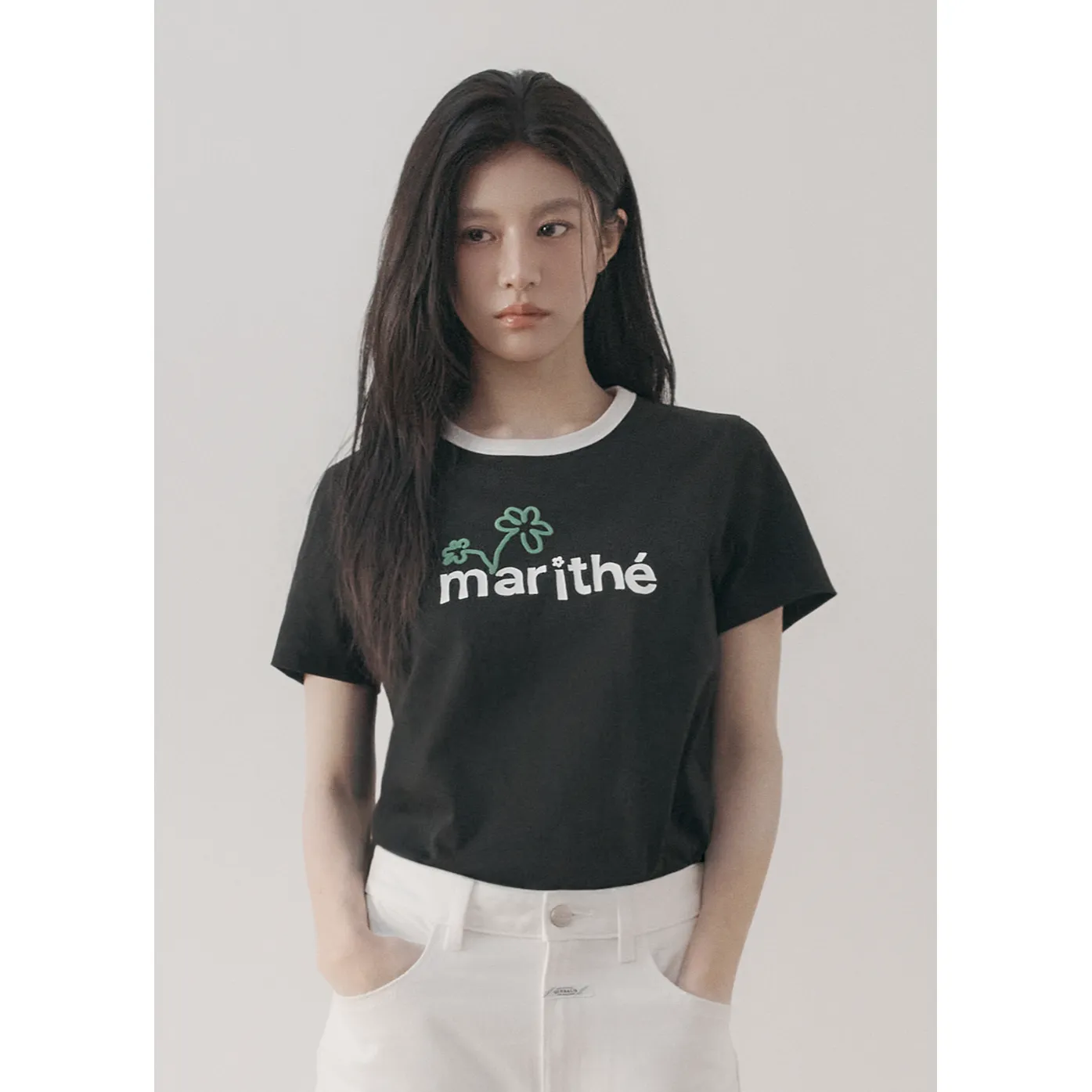 HAND WRITTEN FLOWER LOGO RINGER TEE