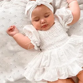 Handmade 3-24M Newborn Infant Baby Girl Romper Ruffle Puff Sleeve, Jumpsuit Playsuit  Headband Summer Outfits, Reborn Romper Set