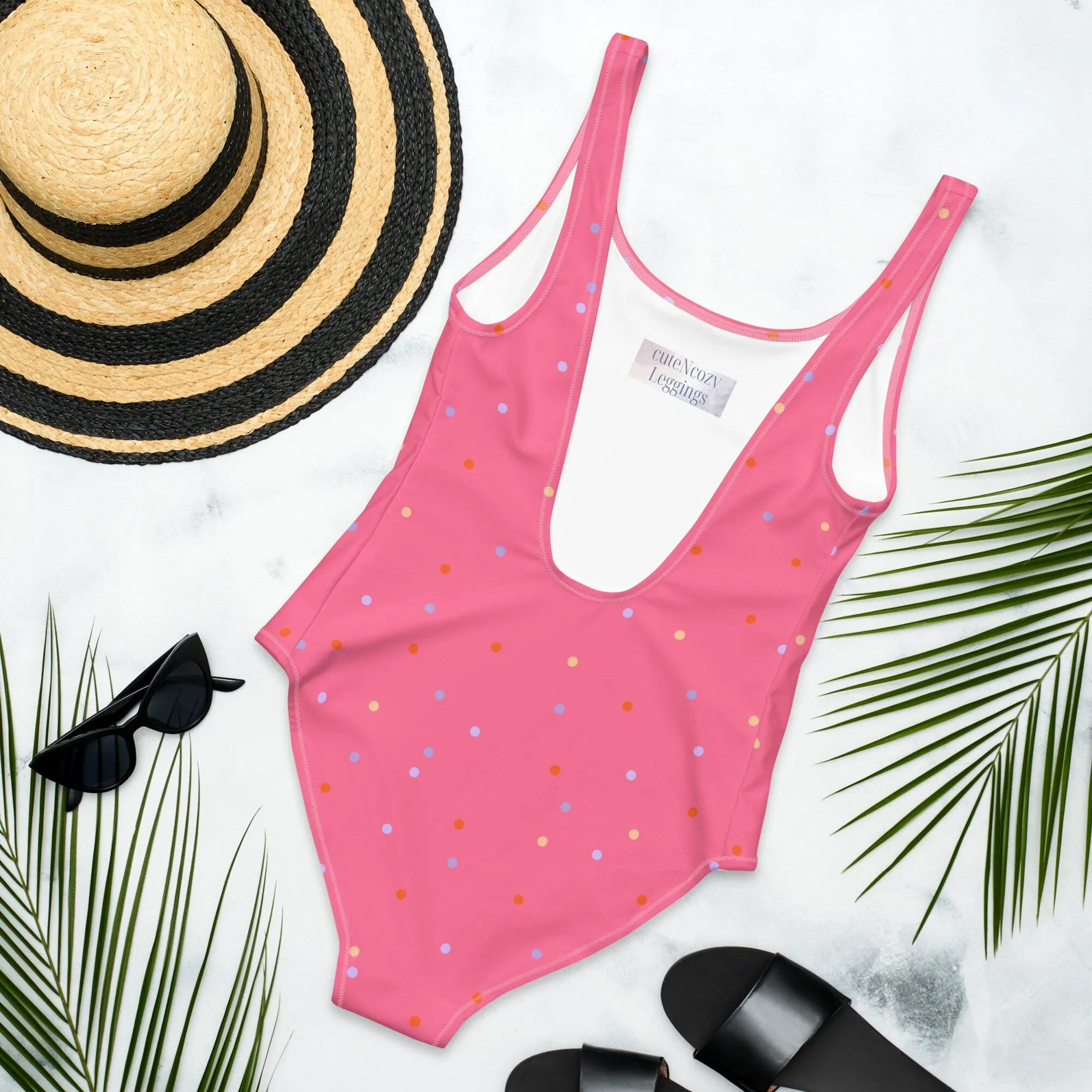 Hot Pink Polka Dot One-Piece Swimsuit