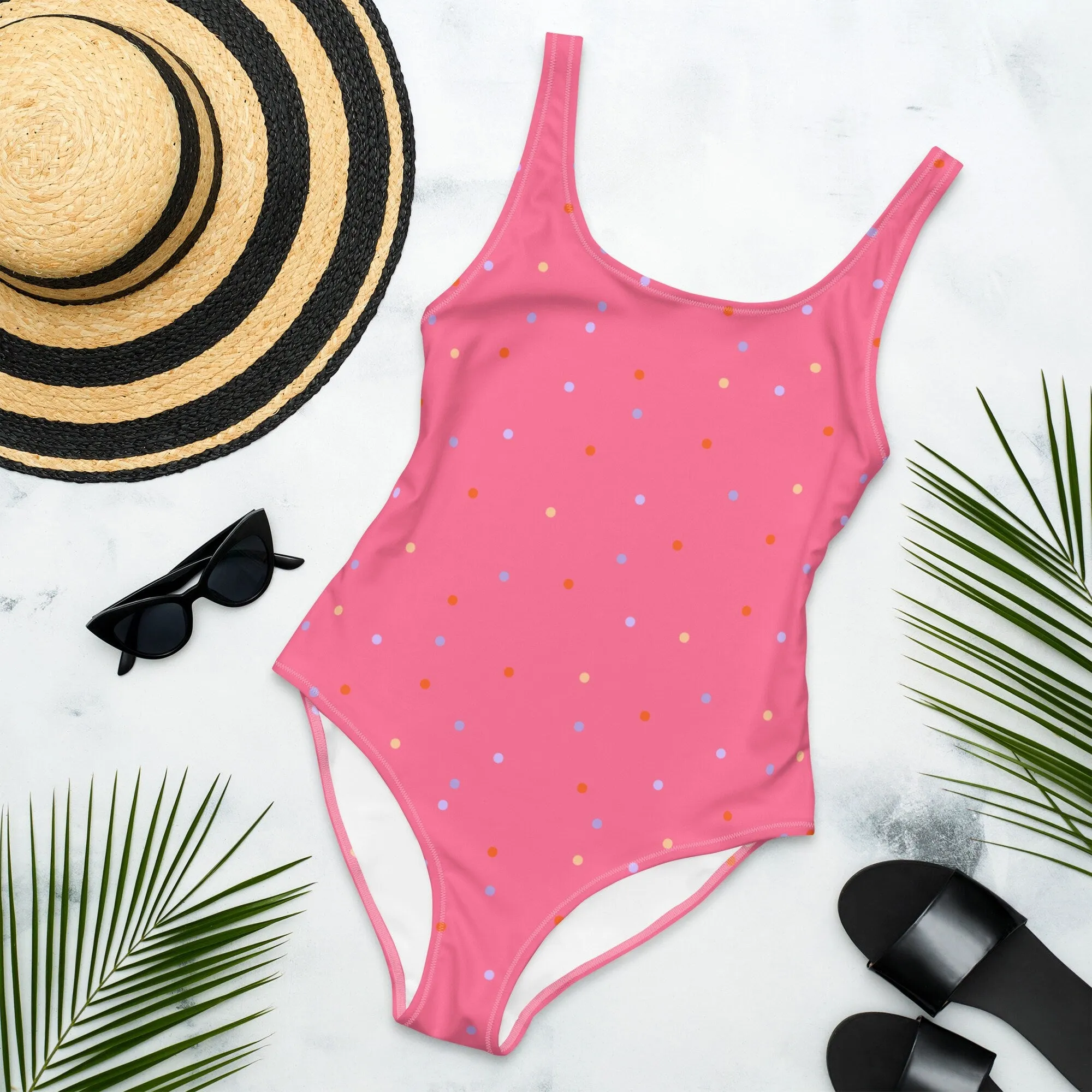 Hot Pink Polka Dot One-Piece Swimsuit