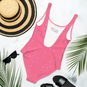 Hot Pink Polka Dot One-Piece Swimsuit
