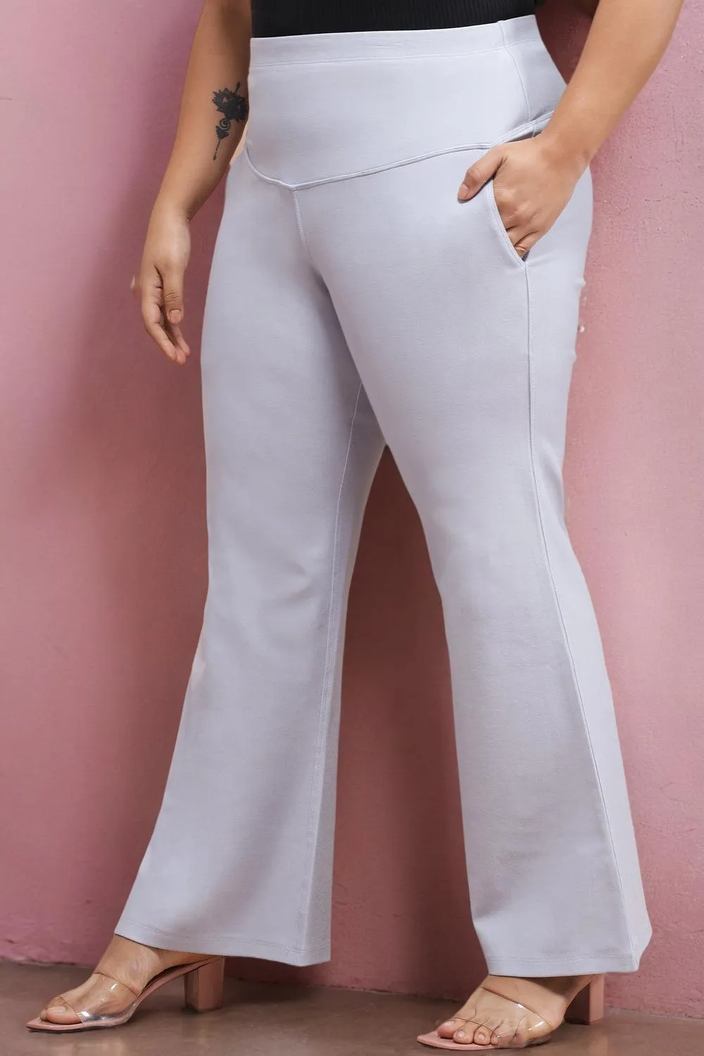 Ice Blue Tummy Shaper Bell Bottom