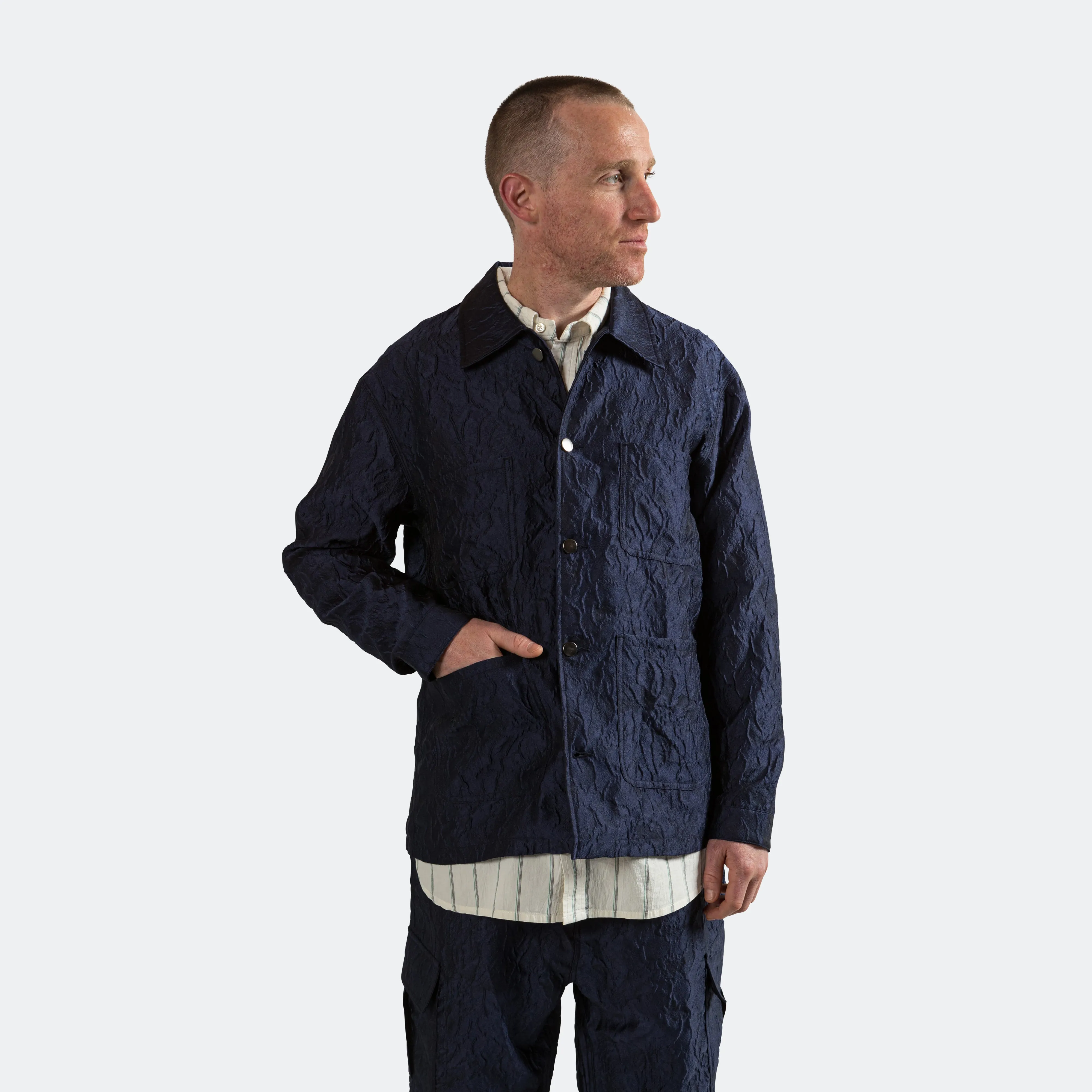 Italian Wrinkle Chore Coat - Navy