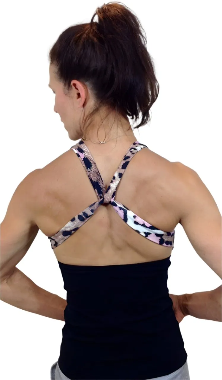 Last Chance! Equilibrium Activewear Sexy Pink Tiger Long  Tank Top LT192P