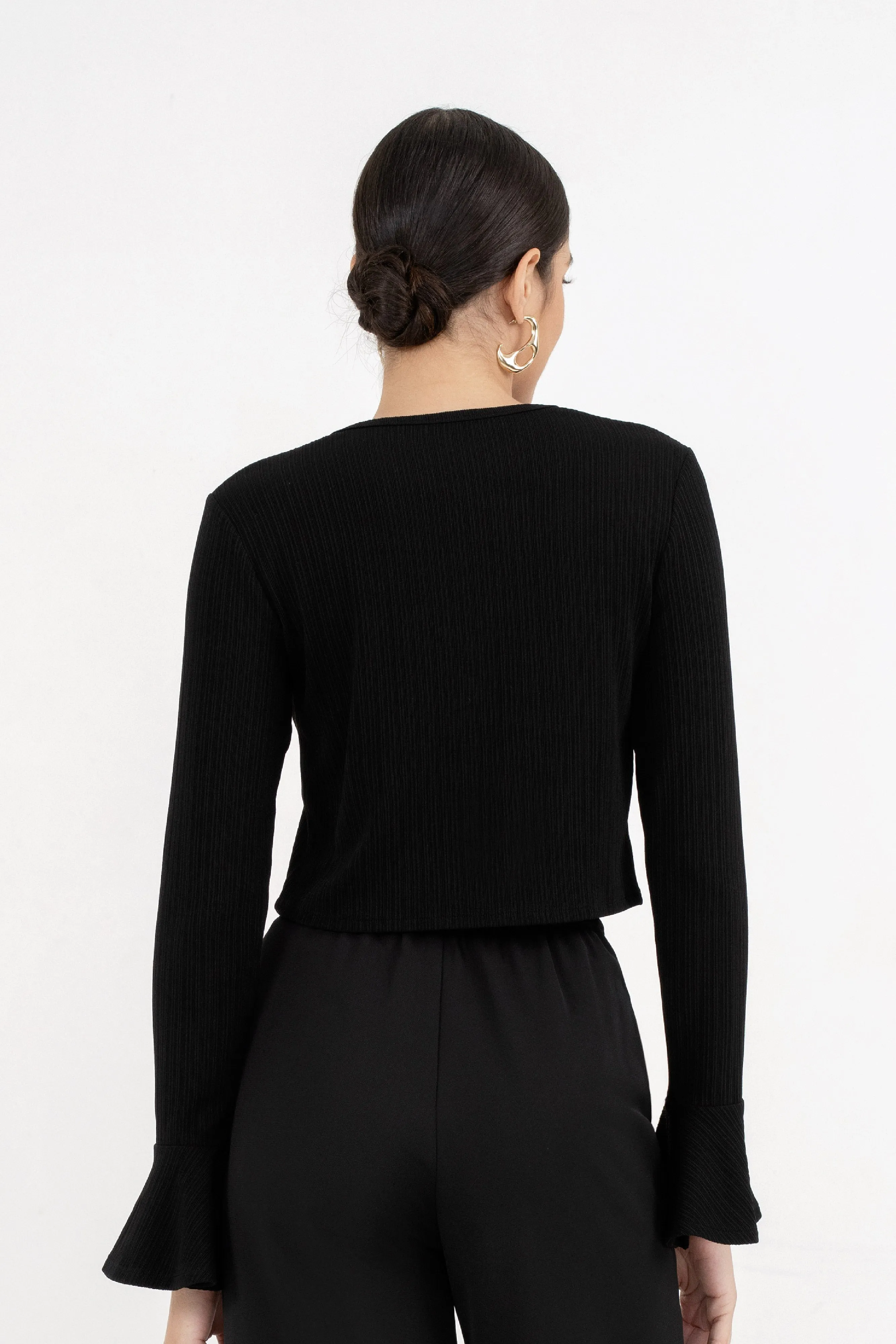 Maliya Bell Sleeve Top in Jet Black