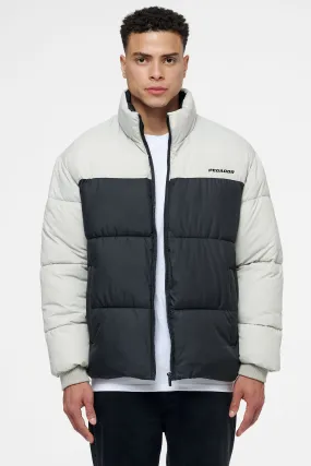Marrero Patchwork Puffer Jacket Black Ash Grey