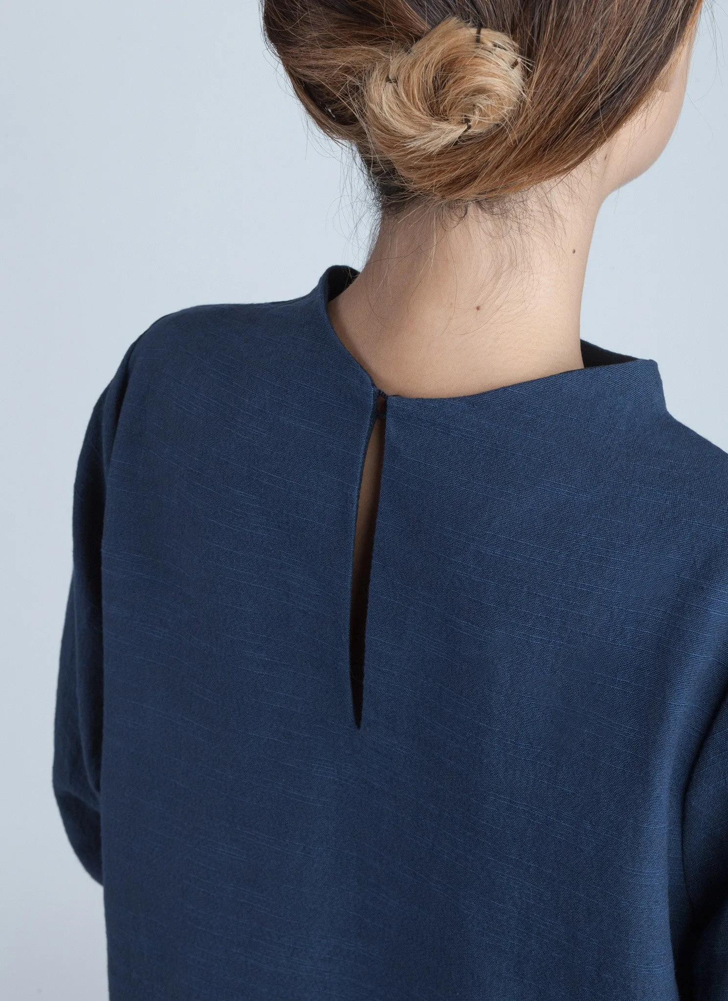 Midnight Navy Petal Leaf 3/4 Sleeve Top