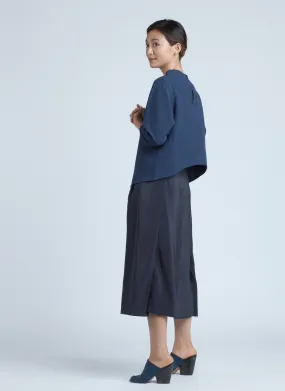 Midnight Navy Petal Leaf 3/4 Sleeve Top