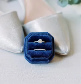 Navy Velvet Sqaure Ring Box