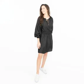 Next Long Sleeve Black Jacquard Sheen Flare Dress