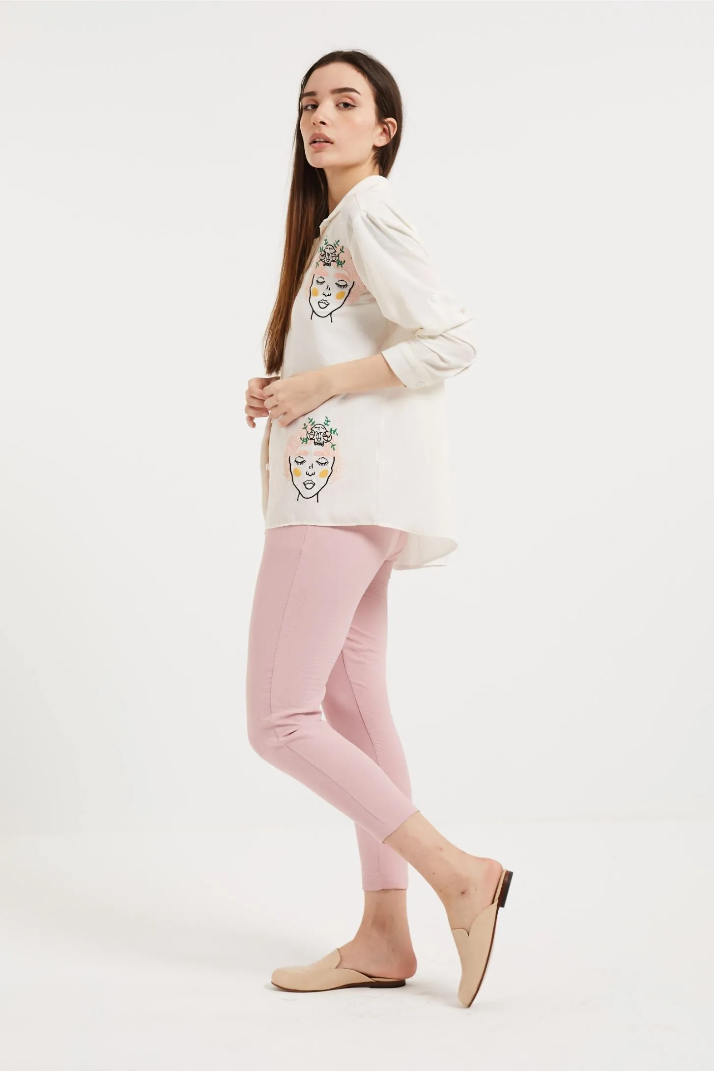 NINA EMBROIDERED SHIRT - WHITE