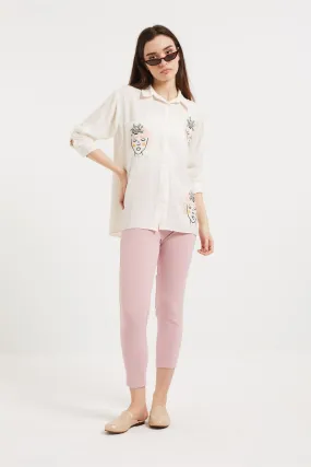 NINA EMBROIDERED SHIRT - WHITE
