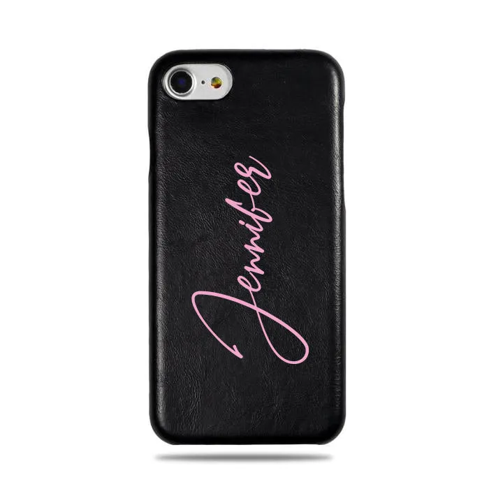 Personalized Signature iPhone SE 2 (2020) / iPhone 8 / iPhone 7 Black Leather Case