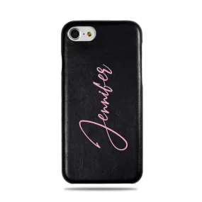 Personalized Signature iPhone SE 2 (2020) / iPhone 8 / iPhone 7 Black Leather Case