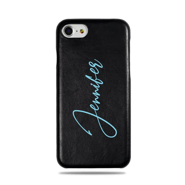 Personalized Signature iPhone SE 2 (2020) / iPhone 8 / iPhone 7 Black Leather Case