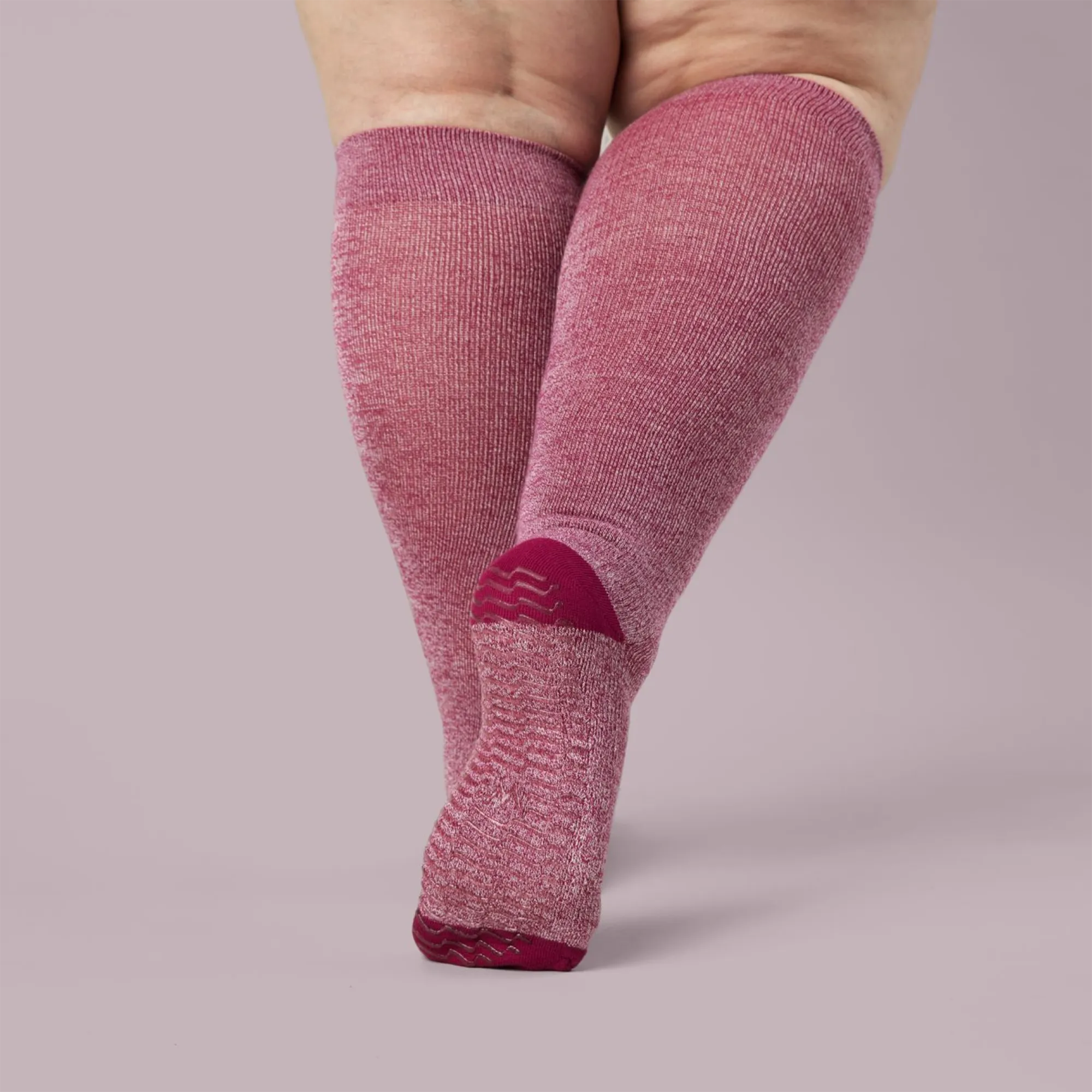 Plum Twist - Grip Socks - Wide Calf - 5 Pack