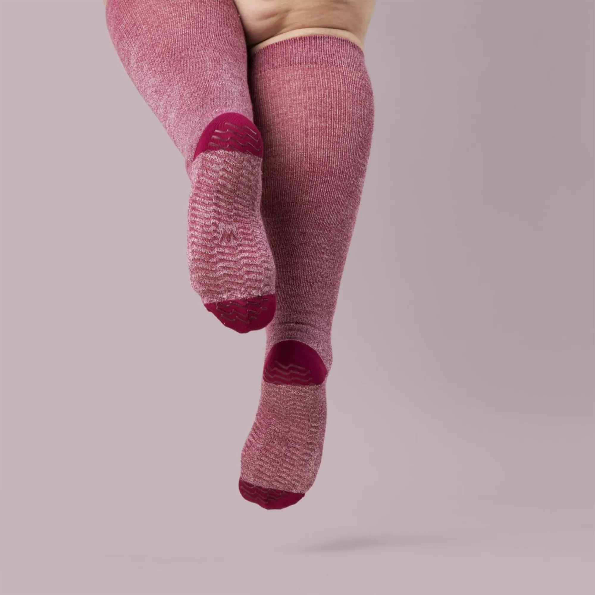 Plum Twist - Grip Socks - Wide Calf - 5 Pack